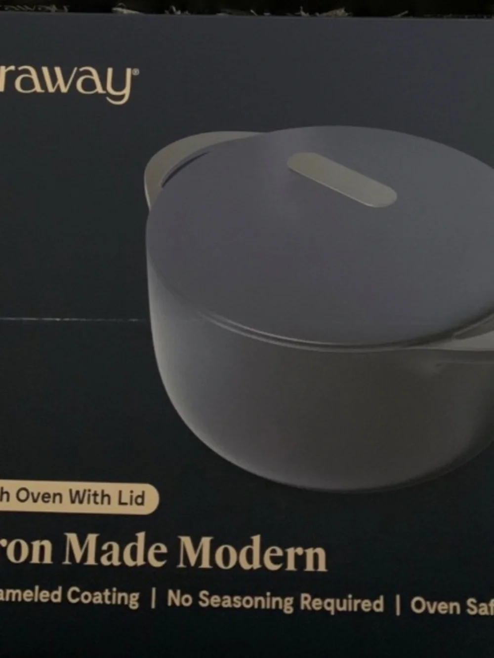 new caraway 6.5qt round Cast iron dutch oven midnight blue